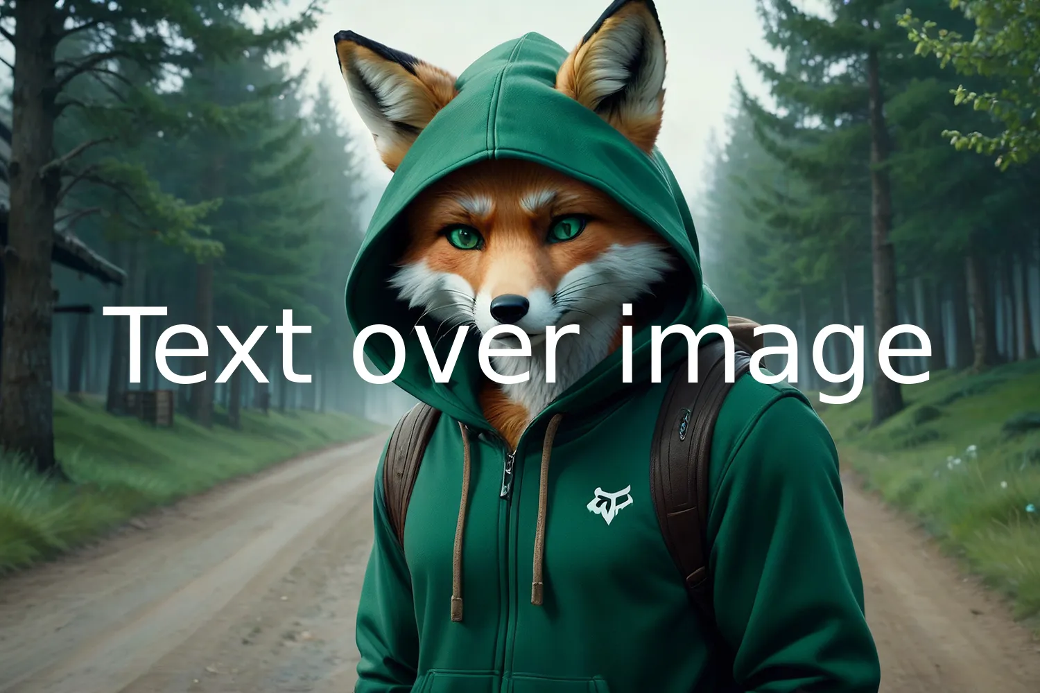 White centered text drawn on top of a background image
