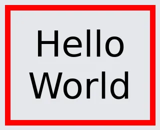 The text “Hello World” wrapped onto two lines to fit a narrow box, with margin, padding, and a red border